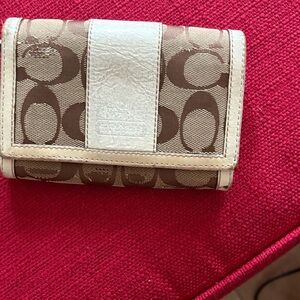 Coach Signature Brown and Cream Wallet